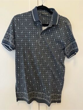 Dolce & Gabbana Navy and White Geometric Print Polo